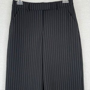 Express Editor Black Pinstripe Wide Leg Dress Pants Womens 6R Lined Slacks
